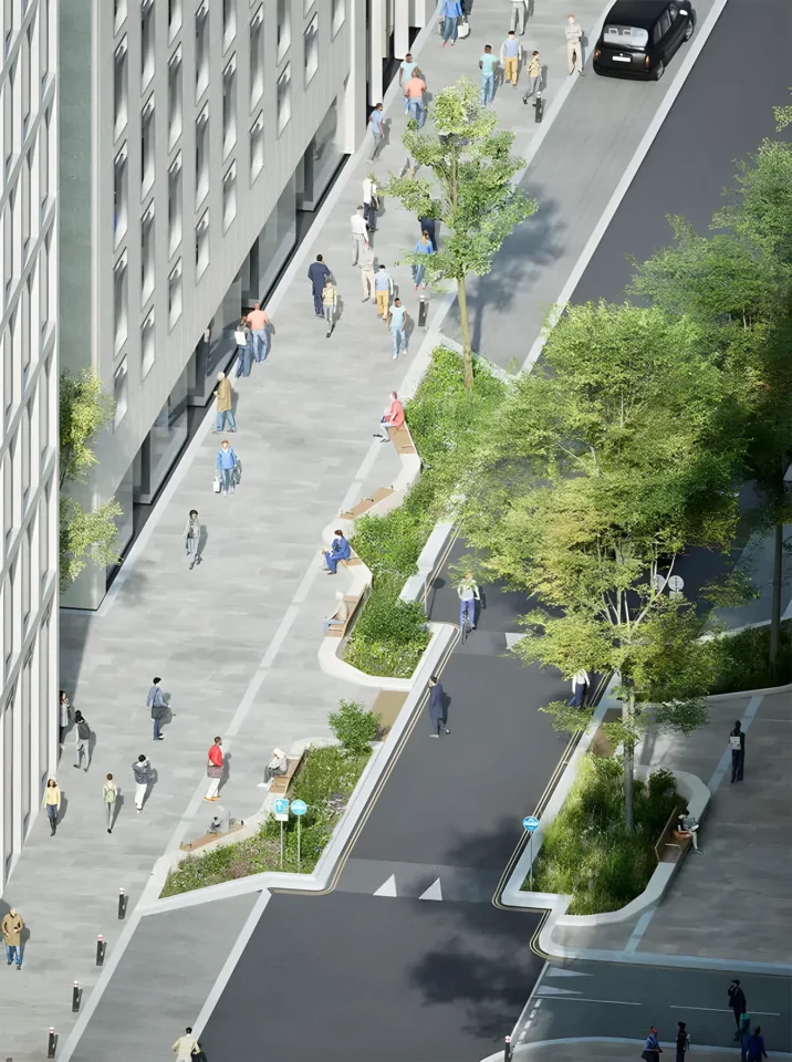 Cheapside aerial view — proposed public realm improvements